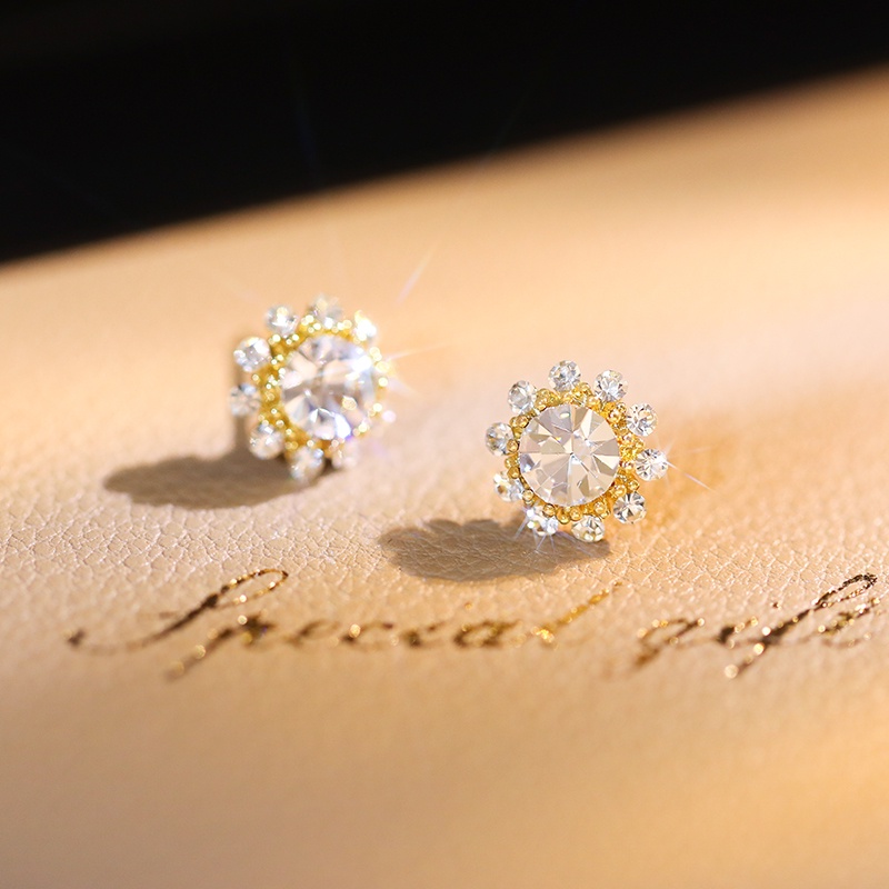 [Jiudoulan] Bông Tai Hoa Hướng Dương Đính Đá Zircon Sáng Bóng Sang Trọng Thời Trang Hàn Quốc Cho Nữ