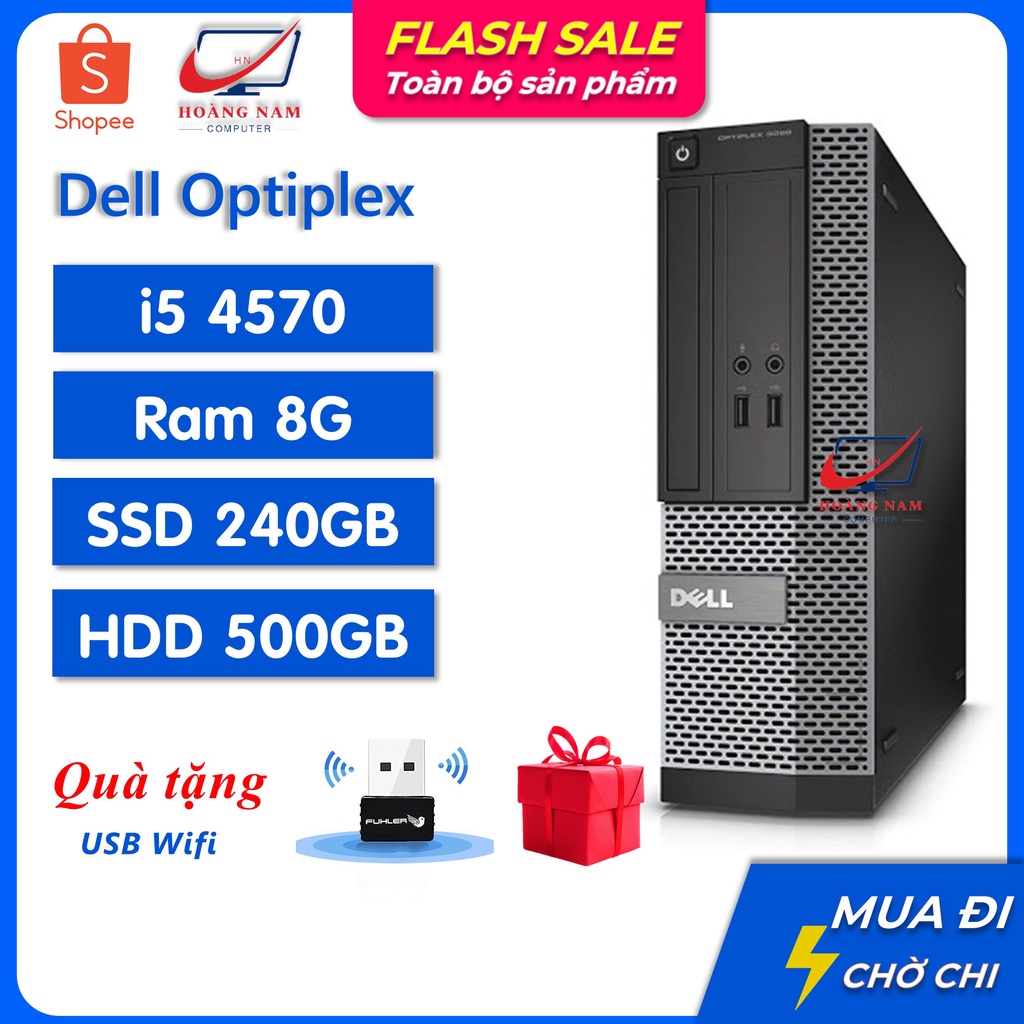 Cây Máy Tính Để Bàn ⚡️Freeship⚡️ Bộ Máy Tính Bàn - Dell Optiplex i5 4570 (Ram 8G/SSD 240GB/HDD 500GB) - Hàng Chính Hãng