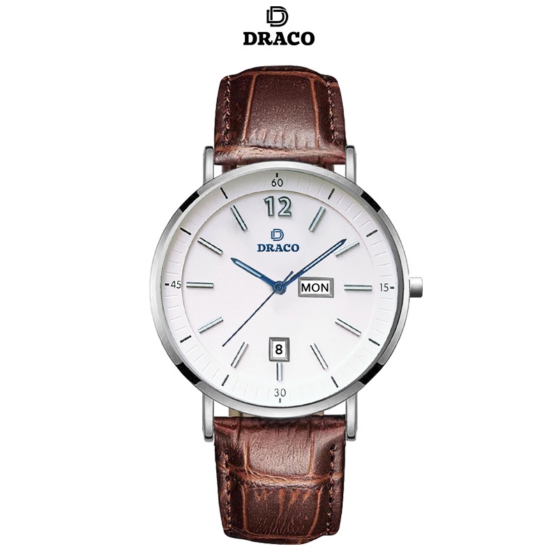 Đồng hồ nam Draco D21-ST01 "The First Boy" TRẮNG DÂY DA NÂU