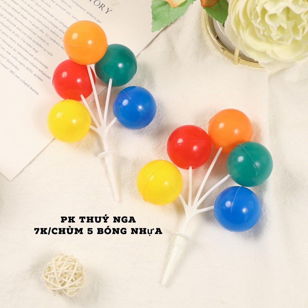 10 chùm 5 bóng nhựa sắc màu