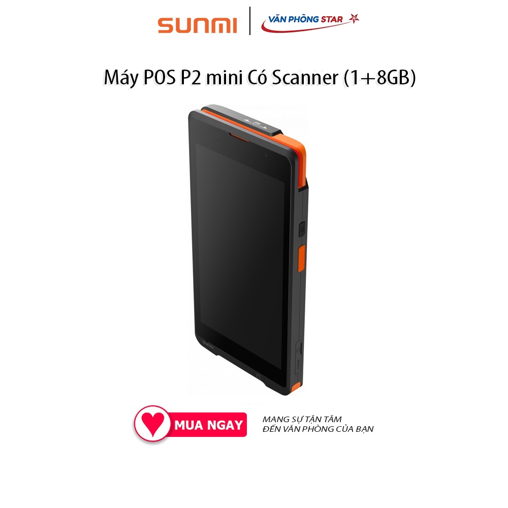 Máy POS P2 mini Có Scanner (1+8GB)  Android 9 màn hình cảm ứng đa điểm 5 ″ camera sau 5MP thanh toán thẻ từ, NFC,mã QR