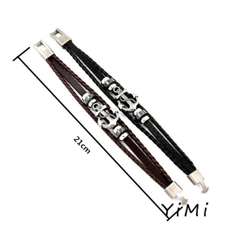 【Yimi.Vn】Vòng Đeo Tay Bằng Da Mặt Hình Mỏ Neo Tàu Thuyền Phổ Biến Bán Chạy Ở Nước Ngoài