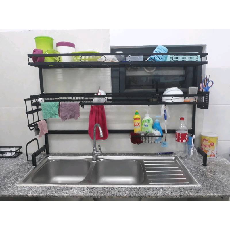 HÀNG ĐẶC BIỆT Kệ Để Bát Đĩa Đa Năng Thông Minh - Giá Để Đồ Chén Đĩa Trên Bồn Rửa Bát Thép Carbon Sơn Đen Cao Cấp