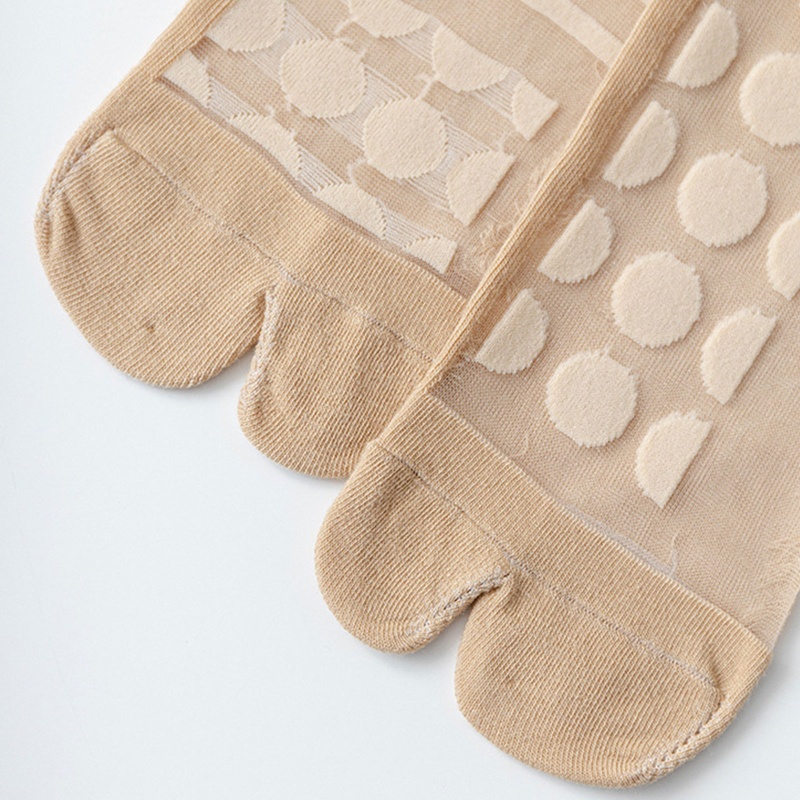 Xiangbao Vớ Kimono Sợi Thủy Tinh Mỏng Hở Ngón Họa Tiết Hình Học Không Đối Xứng 2 Ngón Mùa Hè