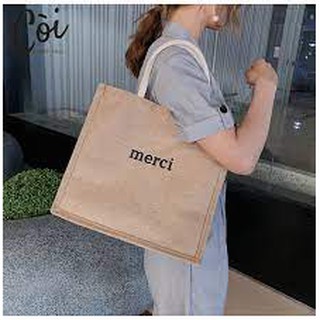 Túi cói đi biển merci