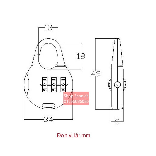 Khóa số mini vali balo túi