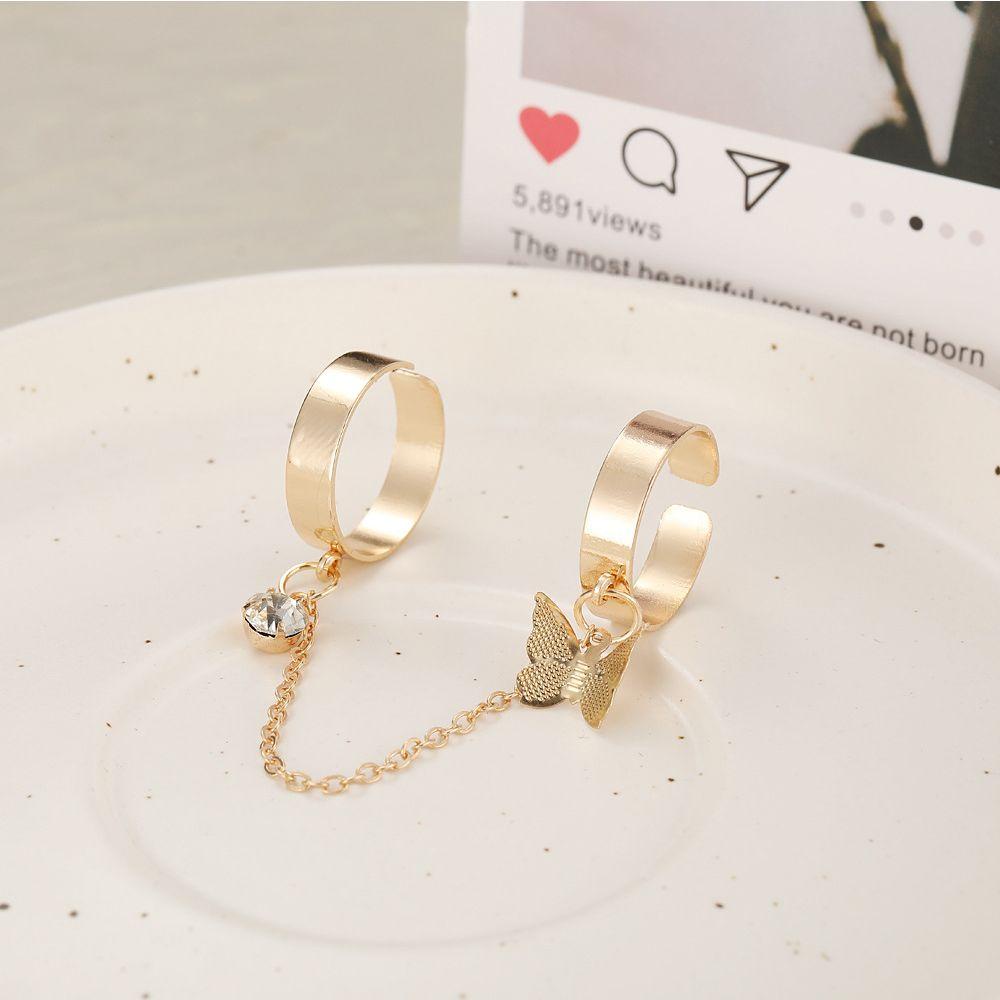 QQMALL Nhẫn Hở Hình Bướm Bằng Hợp Kim Phong Cách Hàn Quốc Thời Trang Cho Cặp Đôi