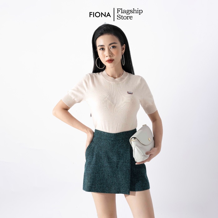 Áo Len Cổ Tròn Nữ FIONA, Áo Cộc Tay Thời Trang Trẻ Trung Mã F850732