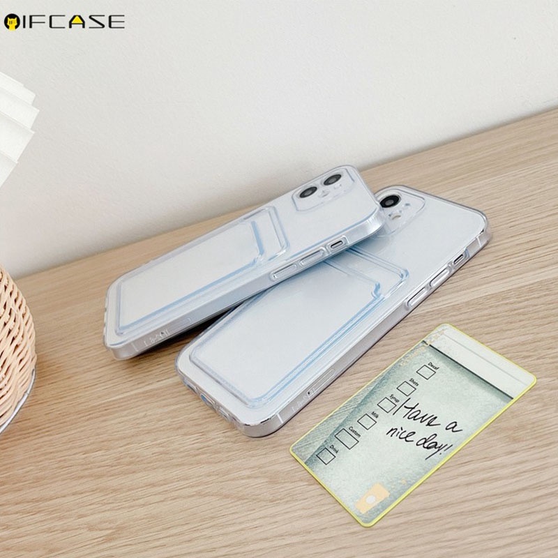 Ốp Điện Thoại Trong Suốt Có Ngăn Đựng Thẻ Cho OPPO A77 A57 2022 A77s A57s A57e A93 4G Find X5 Lite F21 F17 Pro 4G