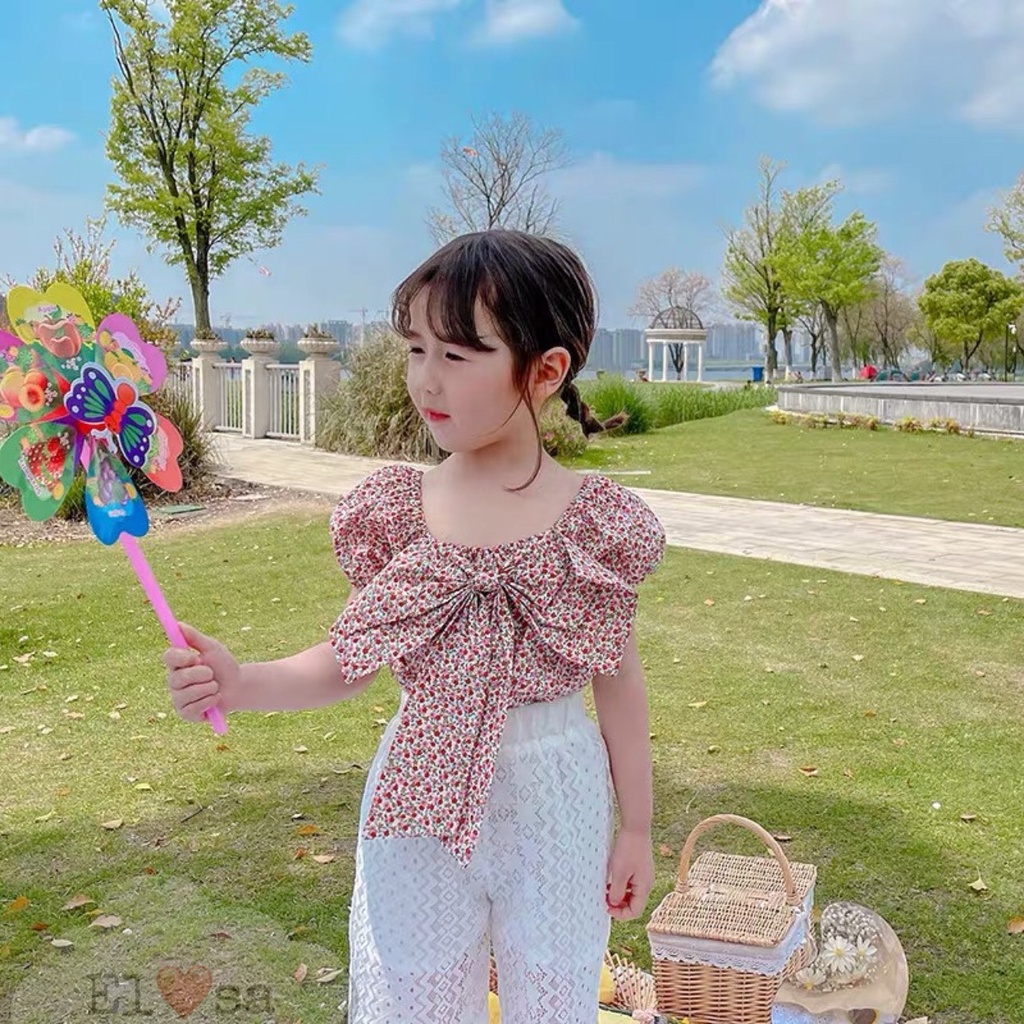 Quần áo bé gái - Set áo hoa nhí bánh bèo kèm quần ren trắng siêu xinh cho bé 1-5 Tuổi (Có video shop tự quay)