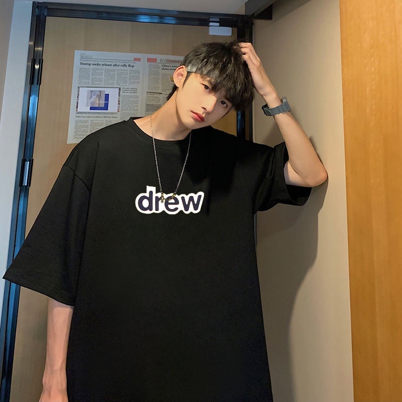 Áo thun tay lỡ chữ Drew House, áo phông 3158 form rộng unisex 100% cotton thông thoáng