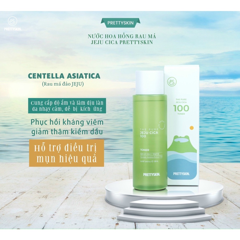 Nước Hoa Hồng Rau Má Pretty Skin - PrettySkin The Pure Jeju Cica100 Toner 250ml