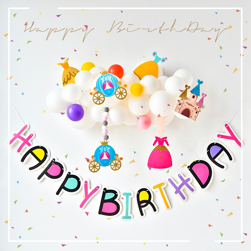 Dây Treo Bong Bóng Hình Lâu Đài Công Chúa Dùng Trang Trí Tiệc Sinh Nhật Cho Bé