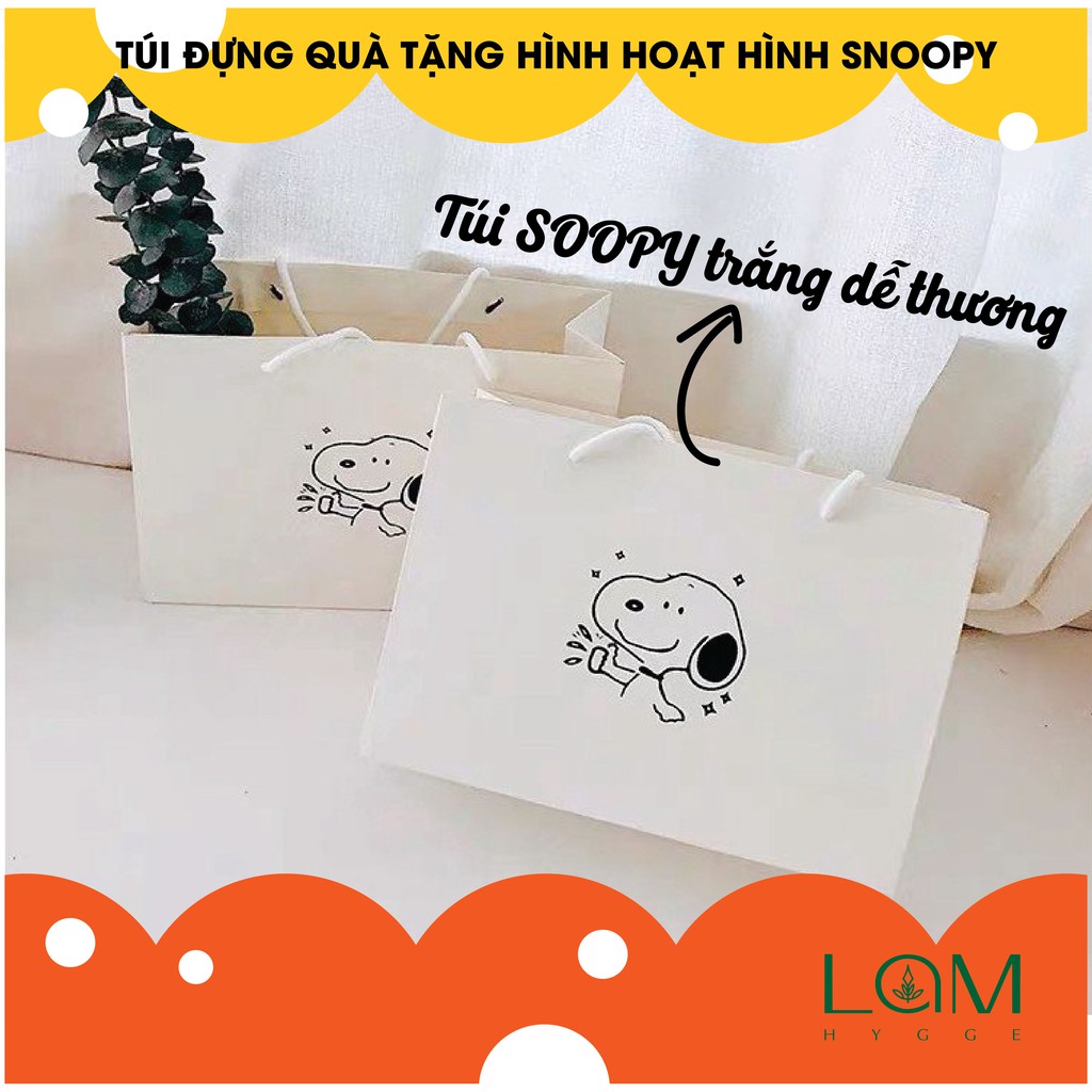 TÚI GIẤY ĐỰNG QUÀ TẶNG IN HÌNH CHÚ CÚN SNOOPY DỄ THƯƠNG DÙNG ĐỂ ĐỰNG ĐỒ (QUẦN ÁO, MỸ PHẨM, PHỤ KIỆN...)