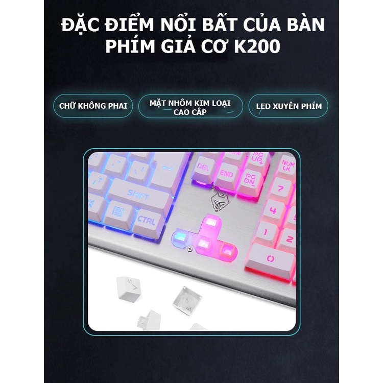 [Mã SKAMSALE03 giảm 10% đơn 200k] Bàn phím giả cơ K002 có dây kèm đèn led 7 màu xuyên phím dành cho game thủ