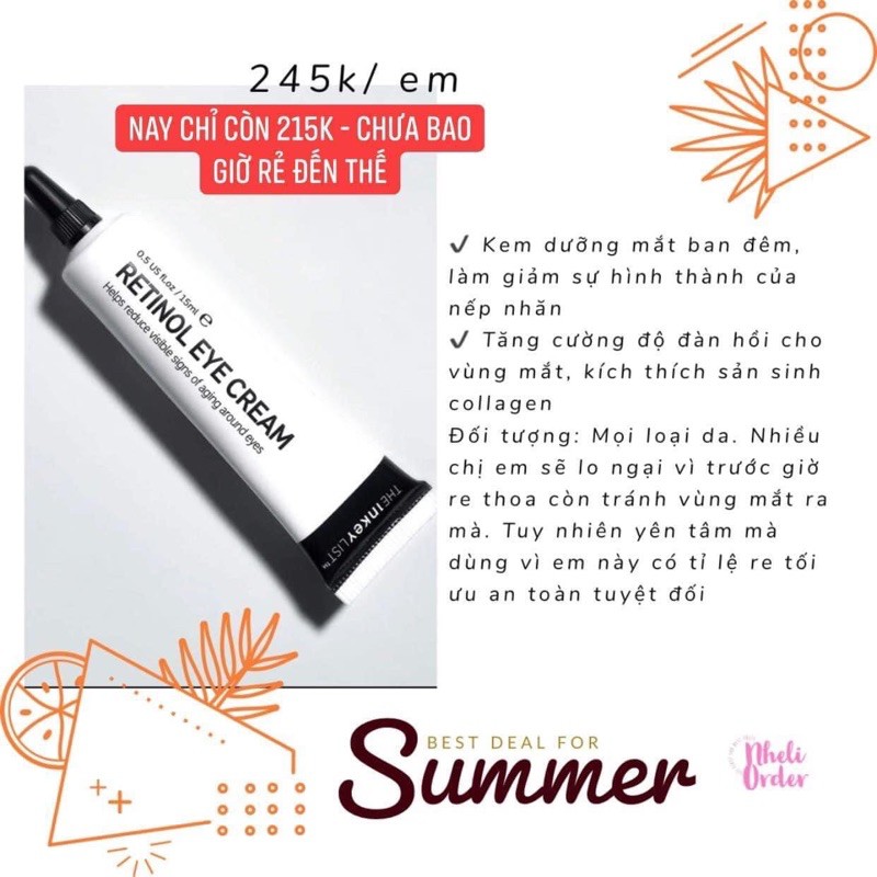 Kem mắt retinol Inkey List