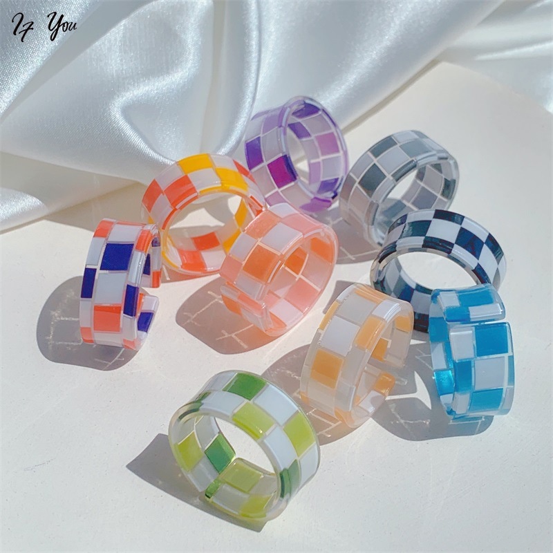 Nhẫn AY nhựa resin phối lưới thời trang dành cho nữ