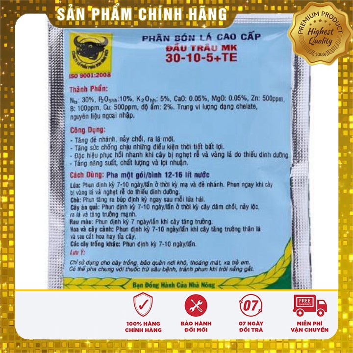 Phân bón cao cấp NPK đầu trâu LOẠI MỚI 2020 (gói 10gr)