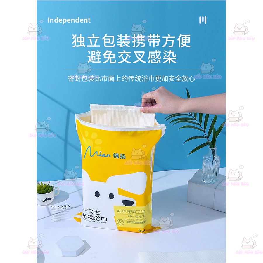 Khăn lót sinh, lót ổ cho Cún Mèo Mian bông tơ cực dày và thấm nước 60*120mm