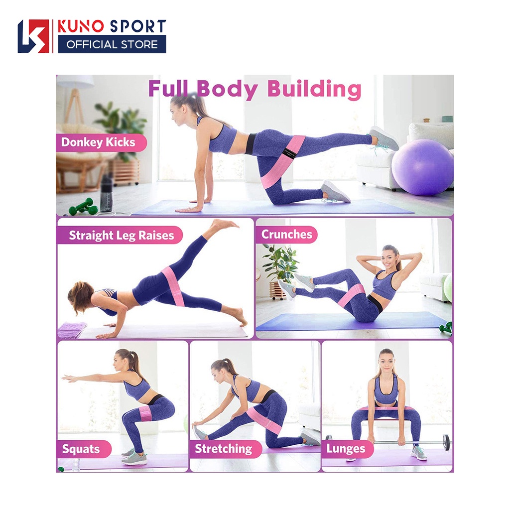 Dây Kháng Lực Tập Mông Đùi KUNO SPORT, Dây Đàn Hồi Tập Gym Siêu Bền D04
