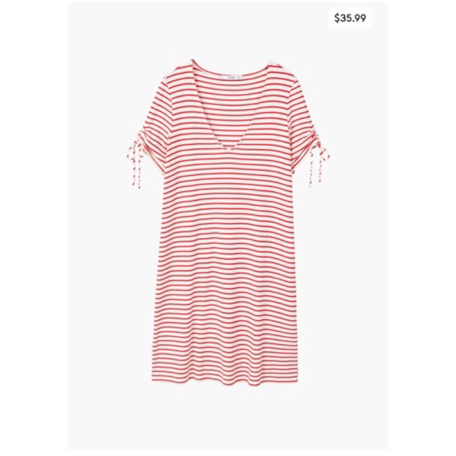 ĐẦM XOÈ CỔ V THUN GÂN CỘT NƠ D450