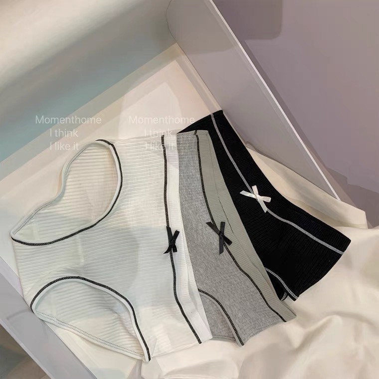 Quần lót cotton viền sắc màu đính nơ Cristal N2-02