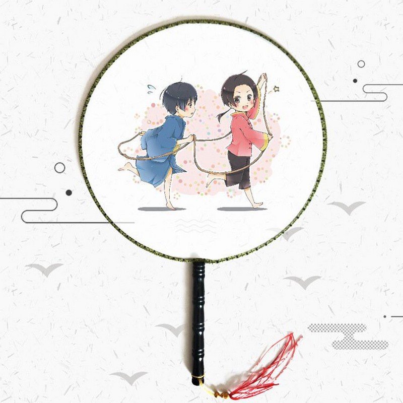 Quạt tròn in hình GENSHIN IMPACT AMONG US MOB PSYCHO 100 anime chibi quạt cổ trang cosplay