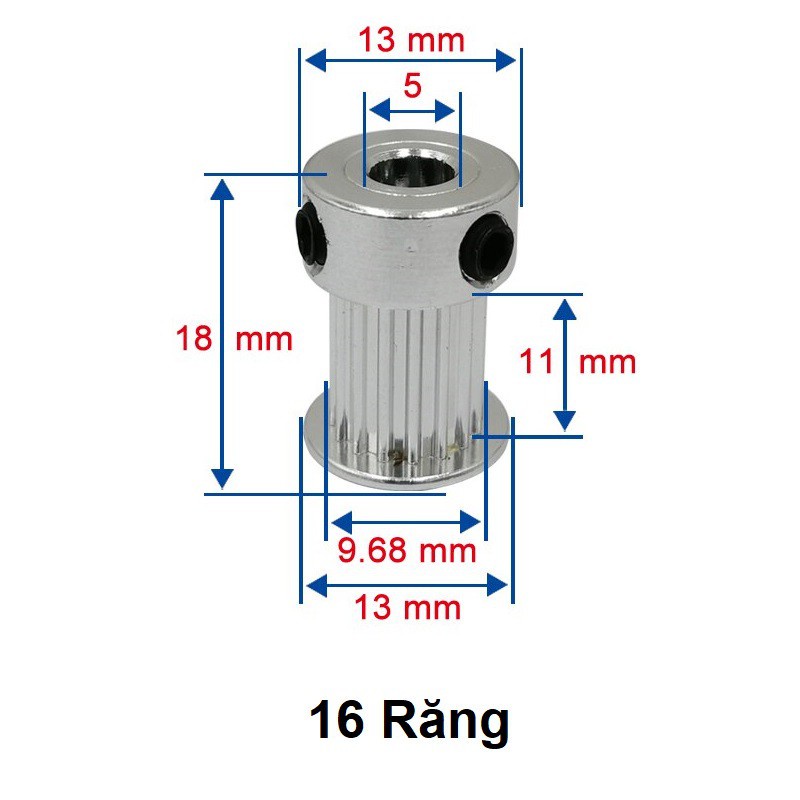 Puly GT2, Bánh Răng GT2 Bản Rộng 10mm