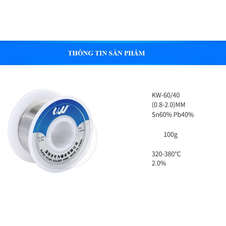 Cuộn dây thiếc hàn tinh khiết 60gram - 0,8mm , dây hàn lõi Rosin - Hàng chuẩn