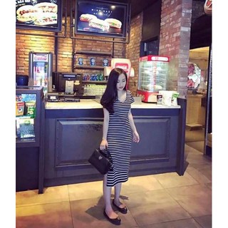 Váy Body Kẻ Maxi - Free Ship
