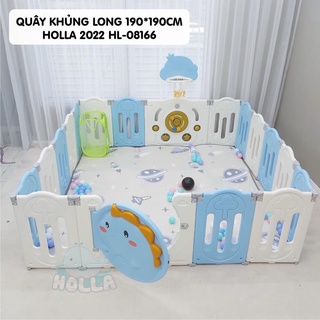 Quây bóng cho bé gấp gọn khủng long cayabe holla màu xanh - xám - hồng - ảnh sản phẩm 2