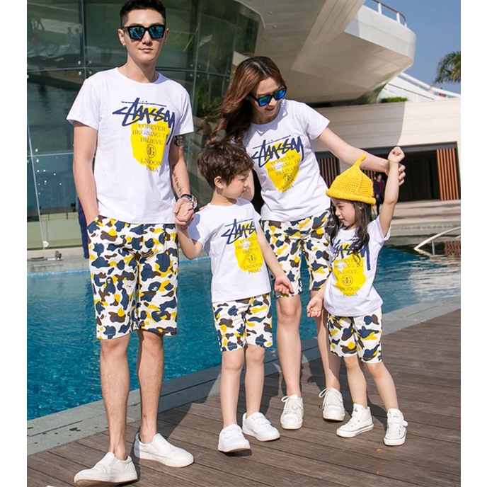 Đồ gia đình 3/4/5 người Áo thun mẹ và bé giá rẻ Màu trắng thun cotton dày dặn GD0029T Bin Action