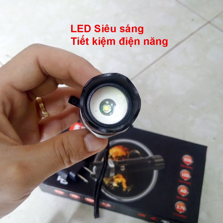 Bộ Đèn Pin Gelin ZOOM vỏ kim loại kèm Pin sạc, Khay pin AAA, Củ sạc ( hàng tốt chất lượng )