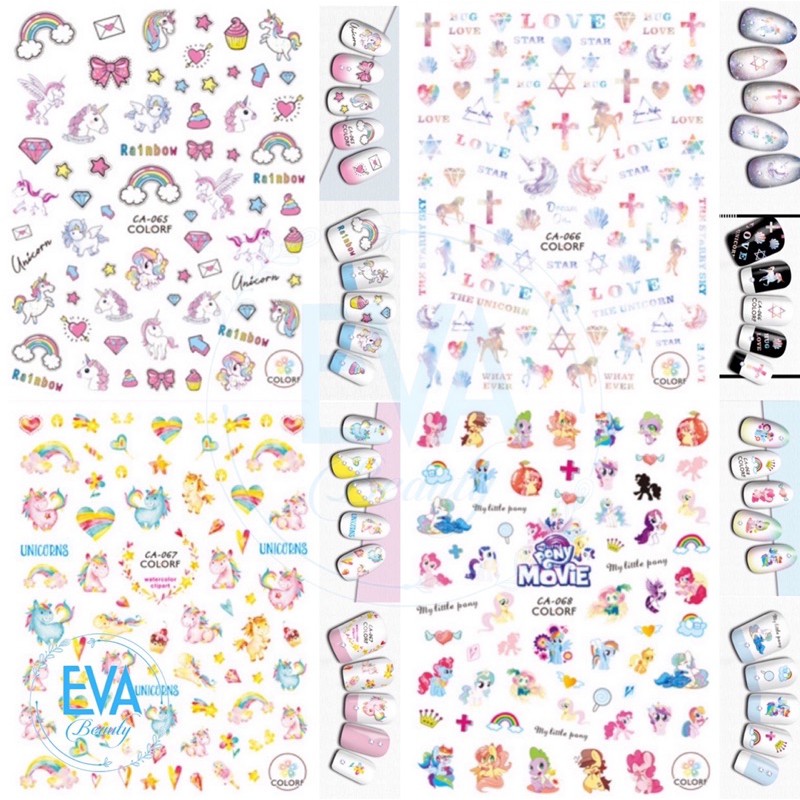 Decal Dán Móng Tay 3D Nail Sticker Tráng Trí Hoạ Tiết Ngựa Hồng Pony CA065