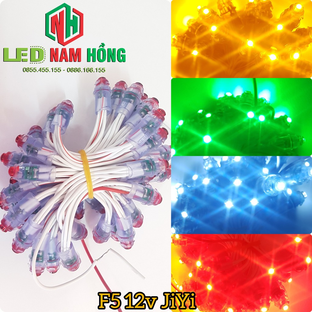 (SHIP TỪ 5 BÓ) Led đúc Phi 5 đế 9 - 12V (bó 50 bóng) loại tốt