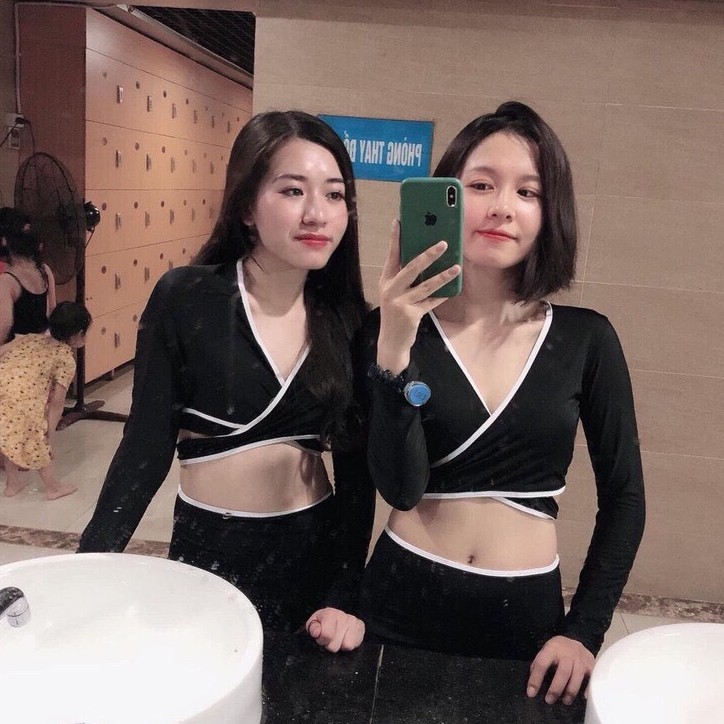 BIKINI Tay Dài Chéo Ngực Phối Quần Lưng Cao Viền Trắng - BIKINI129K | BigBuy360 - bigbuy360.vn