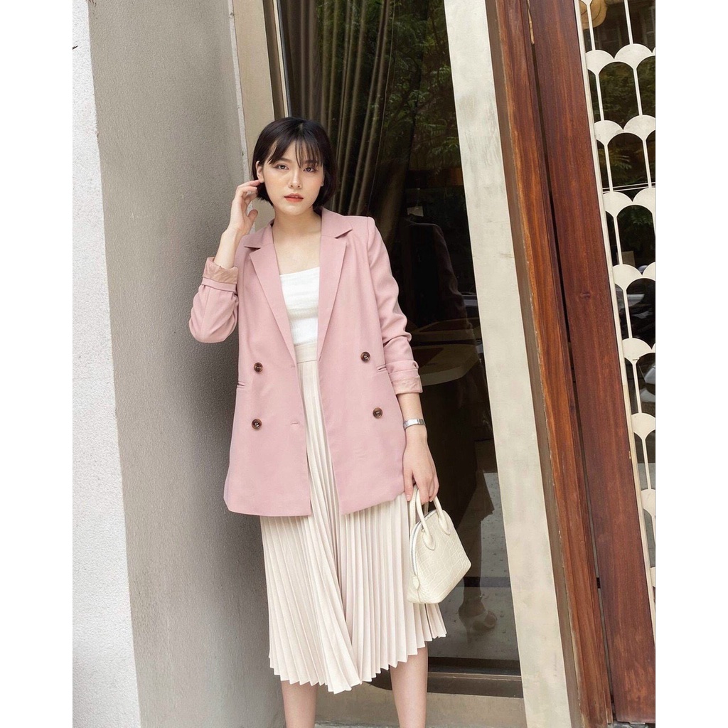Áo vest nữ blazer công sở Hàn Quốc dáng dài trẻ trung giá rẻ thời trang thiết kế Kcorner AV24 | BigBuy360 - bigbuy360.vn