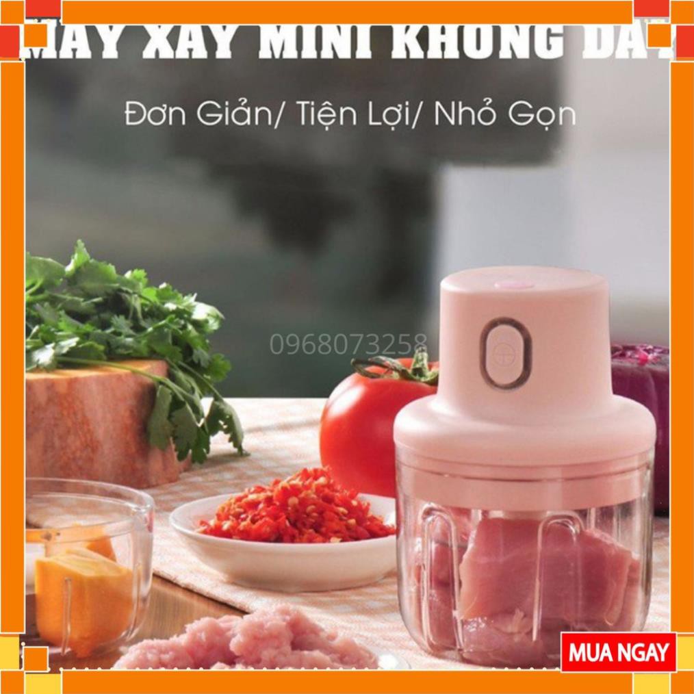 Máy Xay Thịt Cầm Tay Mini Sạc Điện 250ml – Máy Xay Tỏi Ớt, Củ Quả Đa Năng, Có Cổng Sạc Usb