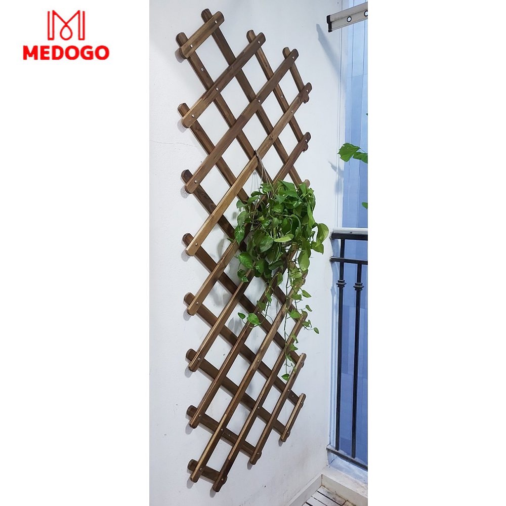 Giàn gỗ đa năng MEDOGO trang trí ban công, giàn leo cho cây, hoa, kệ gỗ gắn tường treo cây ban công