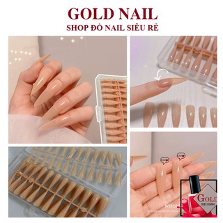 Móng tay giả , Móng úp thiết kế form nhọn sơn sẵn màu thạch , hộp 240 móng