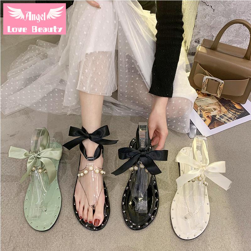 Đôi Giày Sandal Đế Bằng Đính Đinh Tán Phong Cách Hàn Quốc Thời Trang Mùa Hè Mới Cho Nữ
