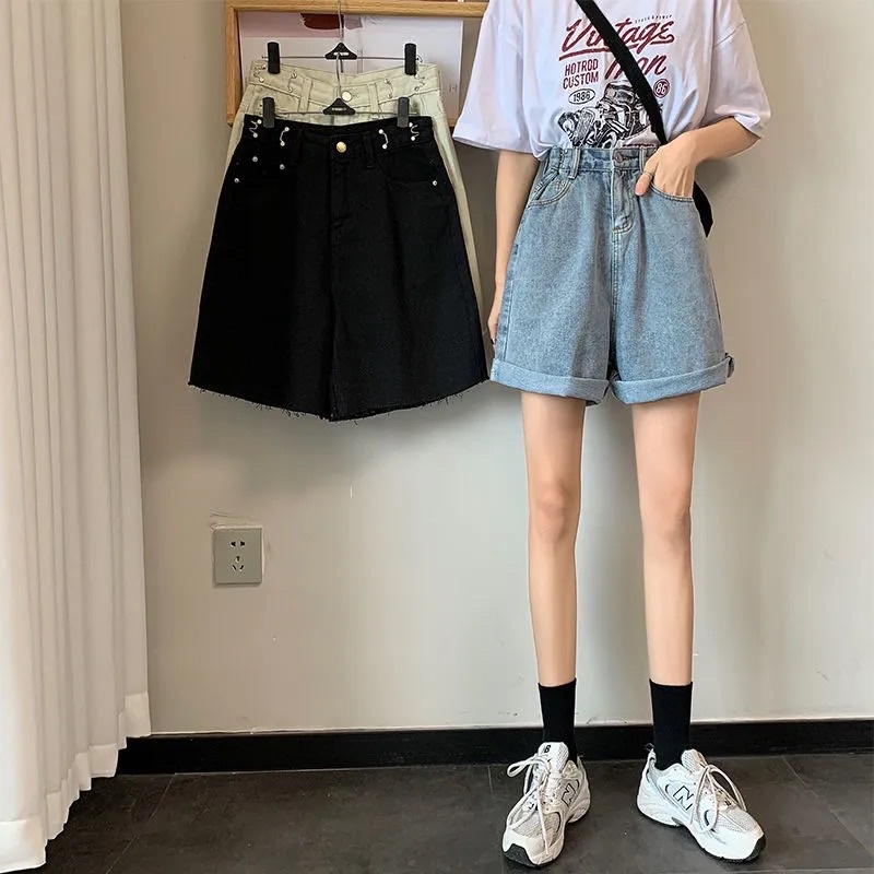 Quần Đùi Lửng Jeans Nam Nữ Ống Đứng Màu Xanh Cạp Khuy Gài Điều Chỉnh Eo Basic Loại 1 Mặc Hàng Ngày Style Ulzzang