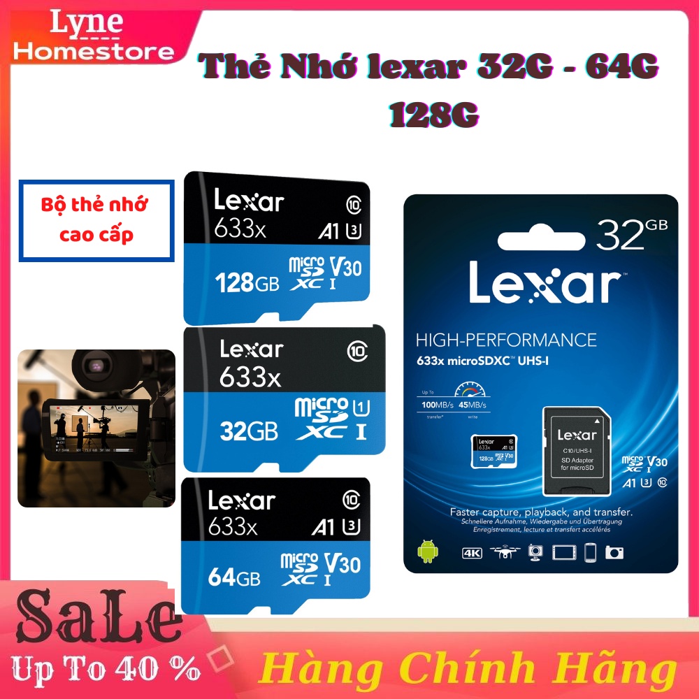 Thẻ nhớ chuyên dụng LEXAR MicroSD 32GB / 64GB / 128GB dùng cho mọi camera, cam hành trình tốc độ cao – Hàng chính hãng