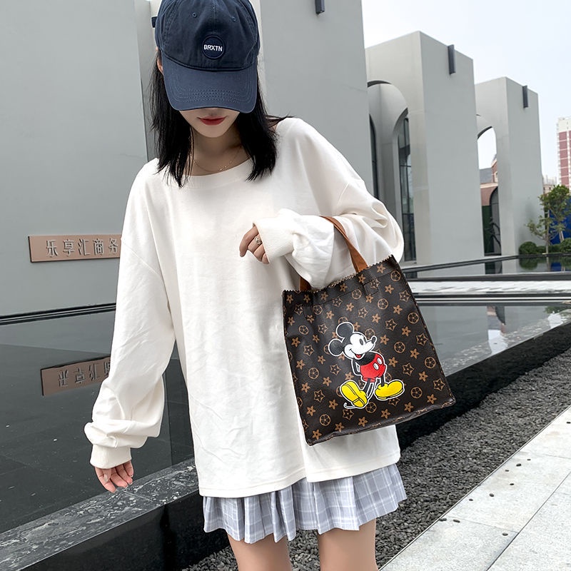 Túi Xách Tay Nữ In Hình Chuột Mickey Thời Trang