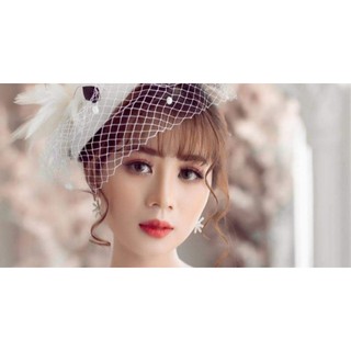 mũ lưới cho cô dâu tặng kèm cài tóc