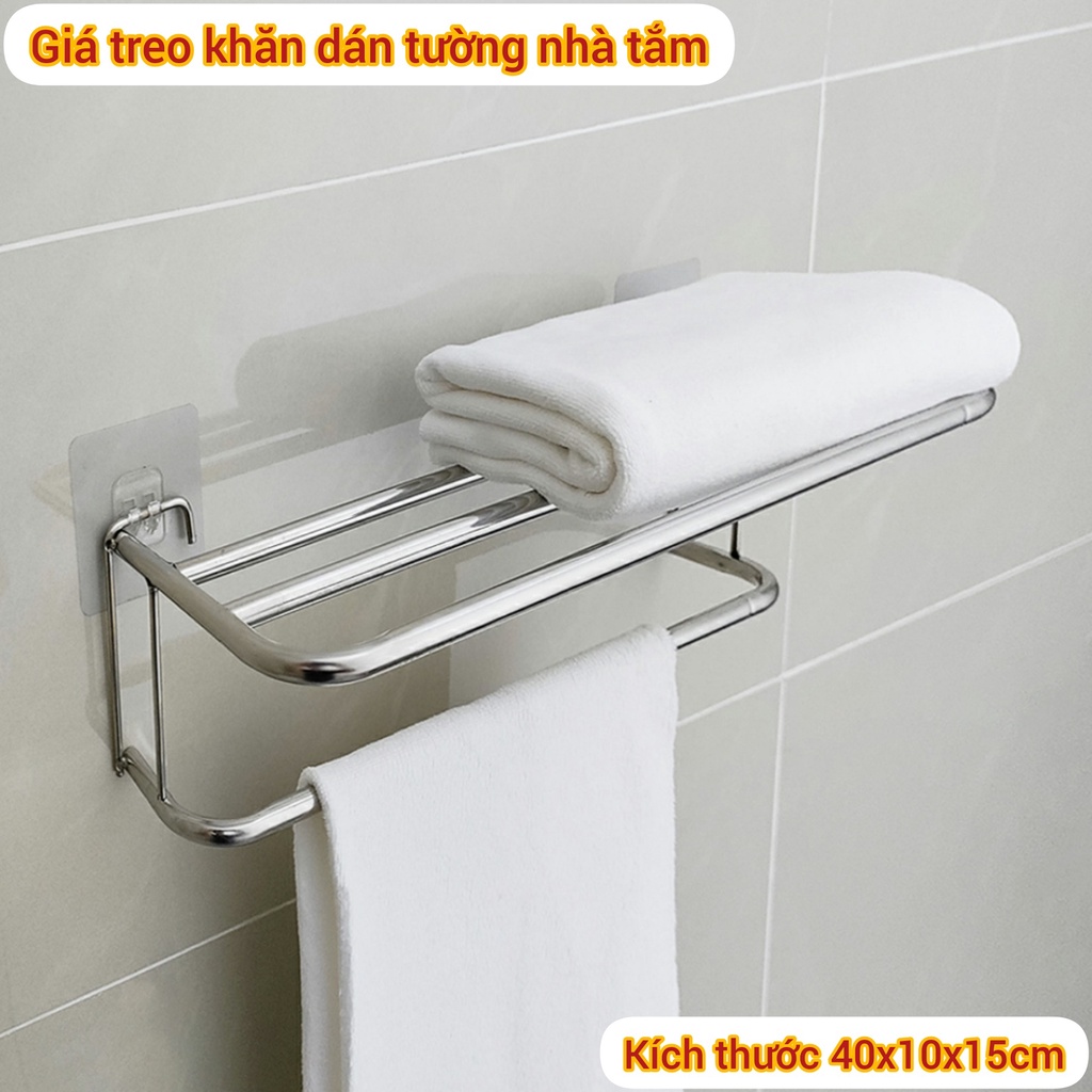 Giá treo khăn nhà tắm, kệ dán tường inox 40 cm treo khăn treo đồ đa năng tiện dụng - Elliver