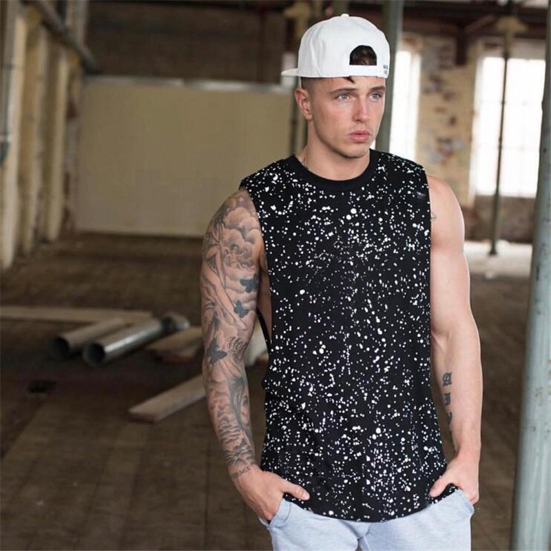 Áo Thun Sát Nách Cổ Tròn Họa Tiết Chấm Bi Thời Trang Mùa Hè Sành Điệu Cho Nam