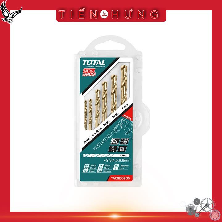 2-8mm Bộ mũi khoan kim loại HSS 6 chi tiết Total TACSD0605