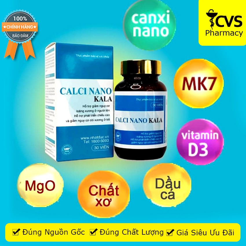 CALCI NANO KALA – Hỗ trợ giảm nguy cơ loãng xương ở người lớn, giảm nguy cơ còi xương ở trẻ