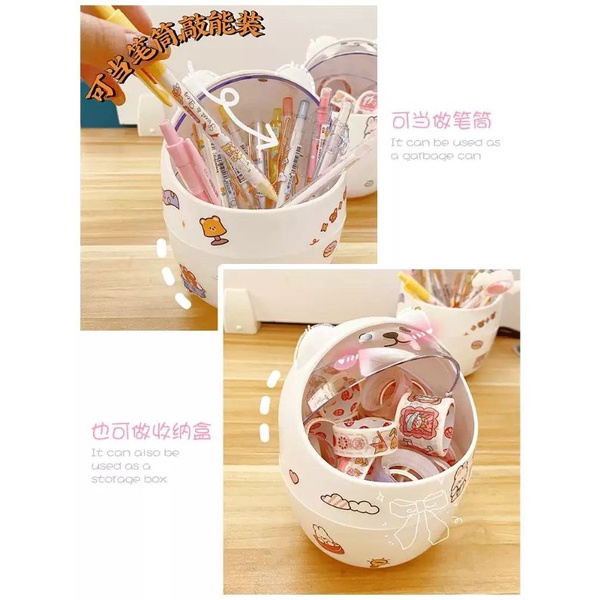 Thùng rác mini hình mèo đáng yêu đa năng , để bàn làm việc, để bàn trang điểm